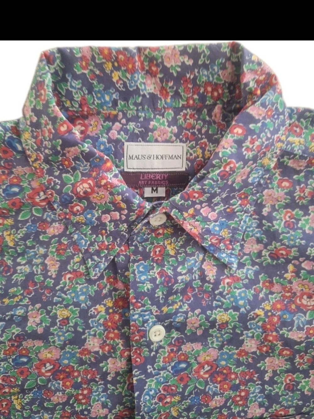 Maus & Hoffman Liberty Fabric Shirt Mens M Floral Multicolor Button Up USA